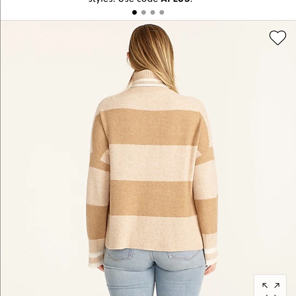 J crew Striped turtleneck sweater in Supersoft yarn BD045 Heather Linen camel - Picture 3 of 6